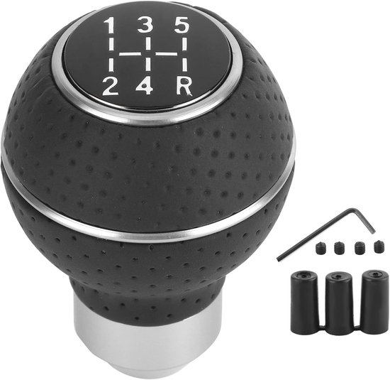 Schakelpookknop - Versnellingspook - Auto Interieur - Aluminium Leer - 5.5 x 8.5 cm - Zwart van Merkloos