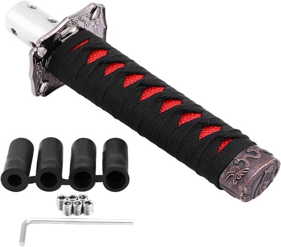Schakelpookknop Zwaard - Versnellingspook - Auto Interieur - Uniek Japans Design - 20 cm Lengte - Zwart Rood