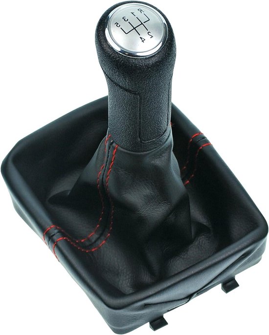 Schakelzak Set - Pookknop Frame - Auto Interieur - 5 Versnellingen - Compleet - Zwart Rood Zilver
