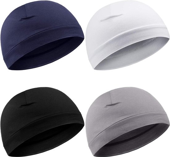 Schedel caps - Set van 4 - Zachte katoenen beanie - Slaapmutsen voor mannen en vrouwen