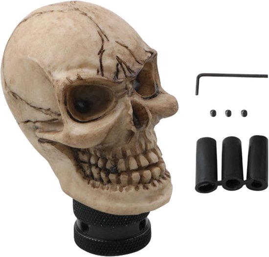 Schedel Schakelknop - Interieur Decoratie - Auto Personalisatie - Gedetailleerd Schedel Design - 13.8 x 7.6 cm - Grijs