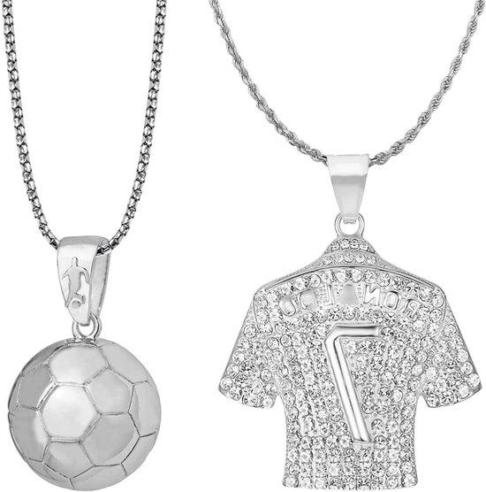Set halskettingen diamant tricot voetbalshirt hanger cadeau sportfan van Merkloos