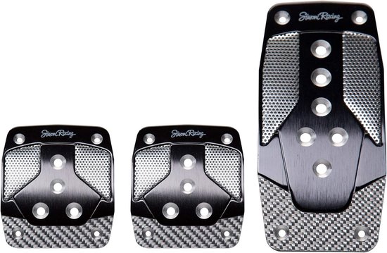 Set Pedaalhoezen Carbon Look Zwart/Aluminium voor Handgeschakelde Auto van Merkloos