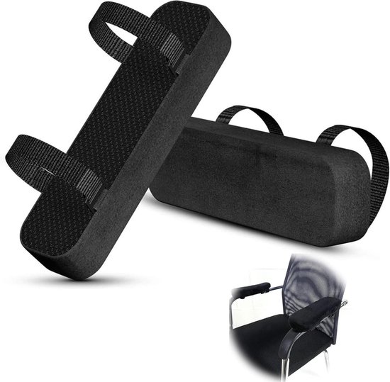 Set van 2 ergonomische armleuningkussens voor stoel - Comfortabele stof met memory foam - Machinewasbaar - Effectieve pijnverlichting - Ideaal voor bureaustoel, gaming stoel, rolstoel - 25x7,5x3 cm van Merkloos