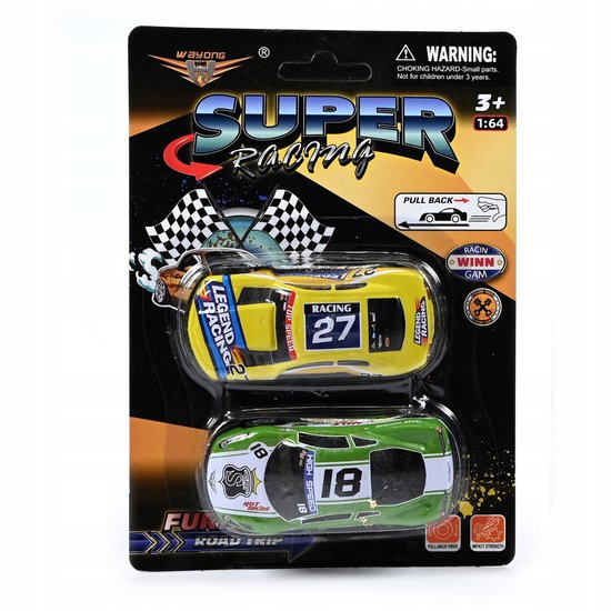 Set van 2 Metalen Pull-Back Auto's - Speelgoed voor Kinderen van Merkloos