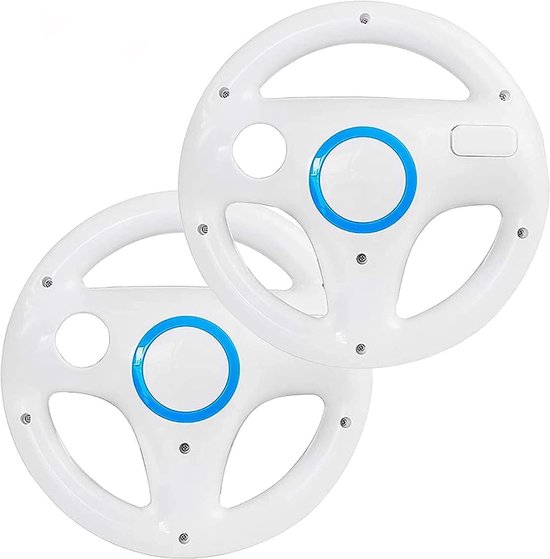 set van 2 stuurwielen voor Wii, compatibel met Mario Kart en Nintendo Wii/Wii U. Witte game stuurwiel voor Wii Remote-controller, raceaccessoire voor kinderen en volwassenen