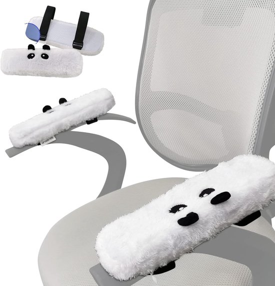 Set van 2 Zachte Panda Armsteunen voor Stoelen, Geheugenfoam Kussens met Klittenband, Verstelbare Ergonomische Armsteunhoezen voor Kantoor en Gaming, Comfortabele Armkussens voor Drukverlichting