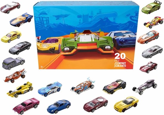 Set van 20 Speelgoedtrucks en -Auto's Schaal 1:64 voor Kinderen en Verzamelaars, Diverse Stijlen - DXY59 van Hot Wheels