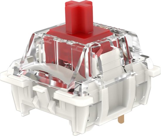 Set van 72 Mechanische Keyboard Switches, Rood, 45gf Lineair, 3-pins, Vooraf Gesmeerd