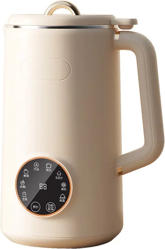 ShopEighty8 - Smoothie Maker - Sojamelk Machine - Sojabonenmelk Machine - Milkshake Machine - 1 Liter 10 Blades - LCD Touchscreen Smart Touch - Beige van ShopEighty8