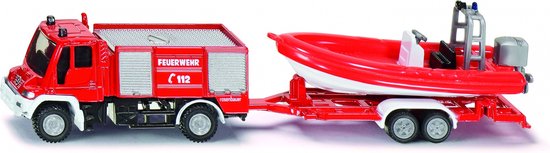 SIKU 1636 Unimog Brandweerwagen met Boot van Siku