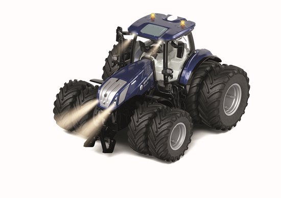 siku 6739, New Holland T7.315 tractor, 1:32, blauw, metaal/kunststof, afstandsbediening, incl. Bluetooth afstandsbedieningsmodule, met afneembare dubbele banden, bediening via app van Merkloos