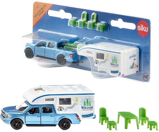 Siku Ford F150 Pick-up Camper Jongens 9,9 Cm Blauw 7-delig van Siku