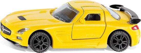 Siku Mercedes-Benz SIS AMG Black Series Sportauto metaal/kunststof geel deuren kunnen open rubberen banden van Siku