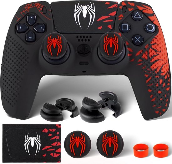 Siliconen Controller Skin & Thumb Grips voor PS5 Controller - Rode Uitvoering van Merkloos