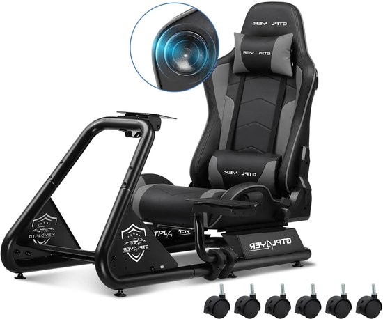 Sim Racing Cockpit – Race Simulator Stoel – Gaming Cockpit – Simulatie Racestoel – Racestoel Met Stuur – Verstelbaar – Ingebouwde 3D Speakers – Kunstleren Bekleding – Max 180 kg