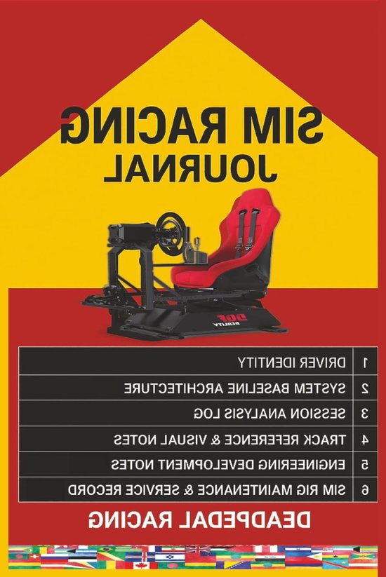 Sim Racing Journal - Logboek Performance Tracker - Prestaties Verbeteren - Gedetailleerde Setup Tracking - 15.24 x 22.86 cm