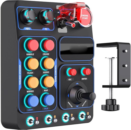 Sim Racing Knoppenkast - Simulator Bediening - Race Games - 30 Programmeerbare Opties - 184x144x78.5 mm - Zwart van Merkloos
