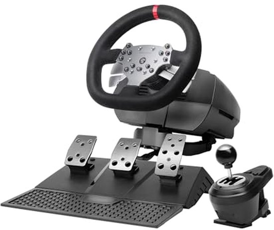 SimRacing Stuur - Race Stuurwiel - Realistisch Racen - Dubbele Motor Force Feedback - 1080 Graden Rotatie - Zwart