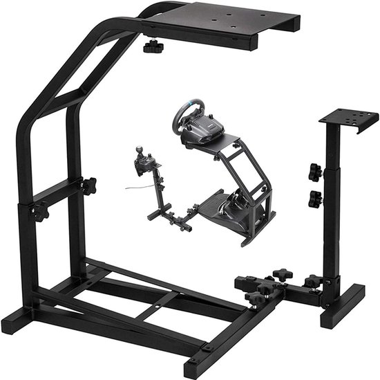 Simulator cockpit - Race stuurstandaard - Gaming ervaring - Volledig verstelbaar - 57-72.5 cm hoogte - Zwart