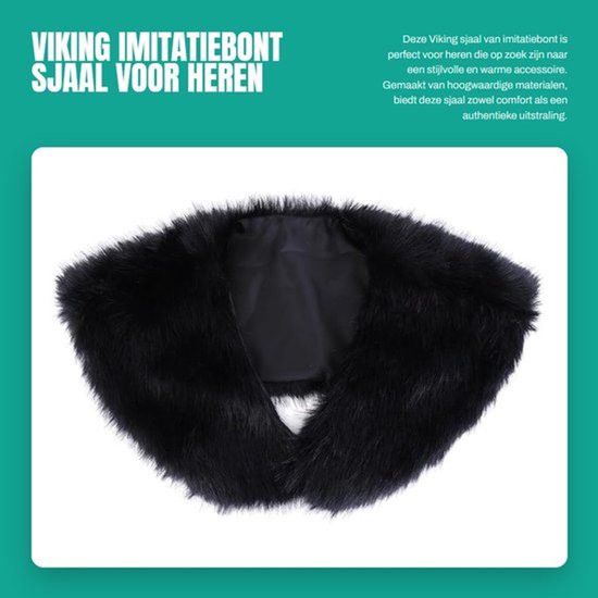 Sjaal Kunstbont - Wikinger Sjaal - Heren Sjaal - Warm en Zacht - 79 cm/148 cm - Lichtgewicht 85 g/145 g - Bontkraag