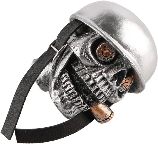 Skull Soldier Shift Knob - Gear Shift Knob - Car Interior Styling - Handmade Resin Design - 9x8.5x9.5cm - Silver van Merkloos