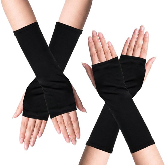 Sleeve Liners, polsbandage, polsbandage, beschermhoezen voor pols en onderarm, voor gebruik onder gewrichten, elastisch en ademend, herbruikbaar (zwart lang lang)
