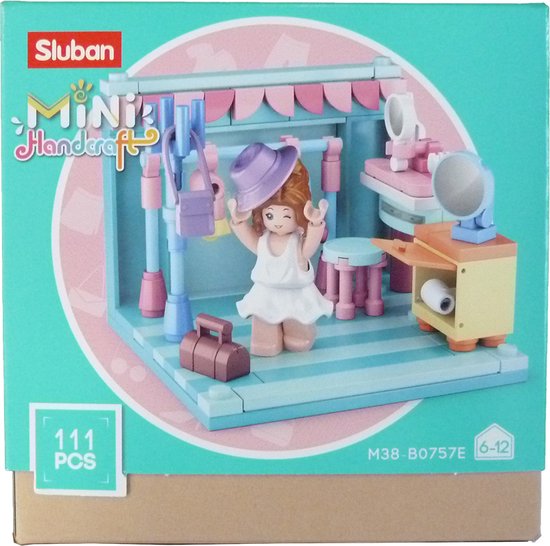 Sluban Kleedkamer Junior 14,6 Cm Blauw/roze 111-delig van Sluban