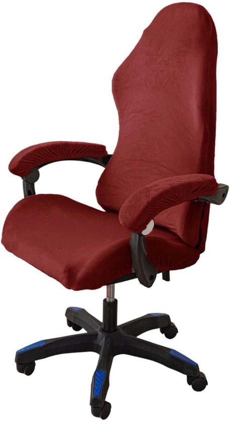 SnelShoppen - 4 Delen Gaming Stoel Hoes met Armleuningen, Anti-Slip, Verwijderbaar, Wasbaar, Goede Elasticiteit, Polyester, Rood, Voor Gaming & Comput