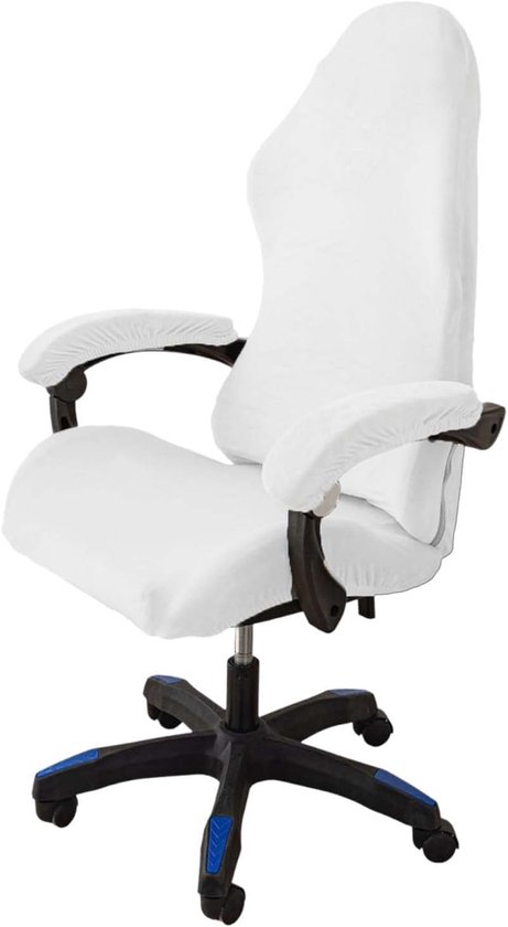 SnelShoppen - 4-delige Gaming Stoel Cover Set met Armleuningen, Niet-Slip, Verwijderbaar en Wasbaar, Goede Elasticiteit, Polyester, Wit voor Gaming en