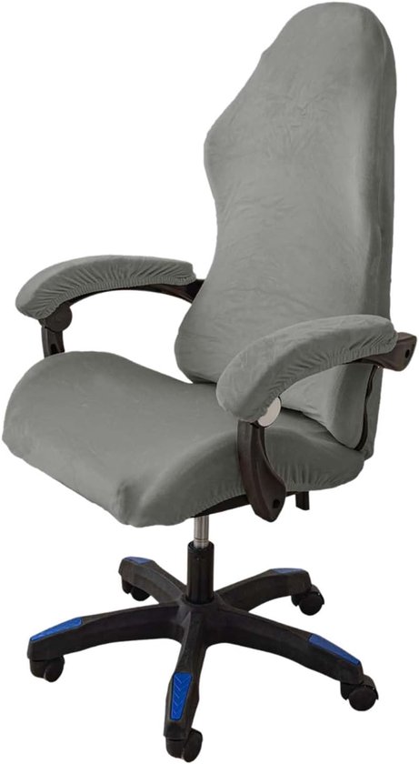 SnelShoppen - 4-delige Gaming Stoel Hoes met Armleuningen - Wasbare, Anti-slip, Goede Elastiek - Lichtgrijs - Voor Kantoor & Gaming