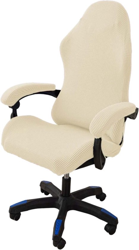 SnelShoppen - 4 Stuks Gaming Stoel Hoes Wasbaar Antislip Met Rits Voor Gaming Stoel Computer Stoel Draaisteel Beige Wit