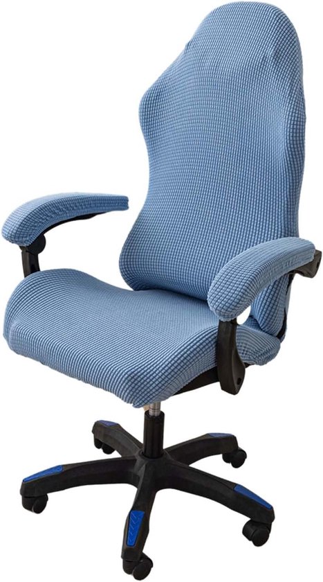 SnelShoppen - 4 Stuks Gaming Stoel Slipcover Wasbaar Antislip Gaming Stoel Cover voor Computer Stoel Draaisteel Cover Blauw - Hoogwaardige Polyester +