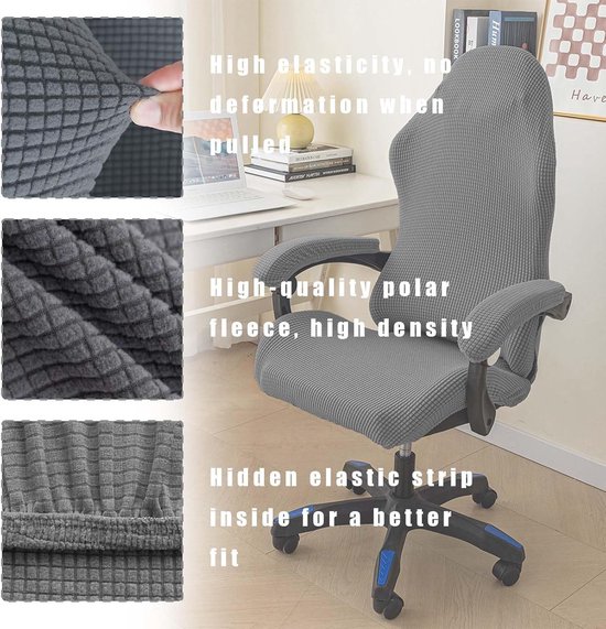 SnelShoppen - 4 Stuks Gaming Stoel Slipcover Wasbaar Antislip met Rits voor Gaming Stoel Computerstoel Zwenkstoel Lichtgrijs