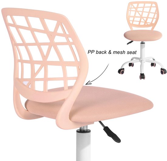 SnelShoppen - Compacte Gaming Stoel voor Kinderen en Tieners, Ergonomische Verstelbare Hoogte, Hollow PP Rugleuning, Zacht Schuim Zitvlak, 5-Wiel IJze