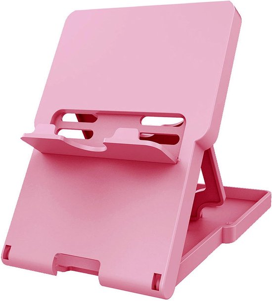 SnelShoppen - Compacte Verstelbare Gaming Stand - Robuuste Speelstandaard met 3 Hoekinstellingen - Vouwbaar en Draagbaar - Roze - Anti-slip Voetjes -