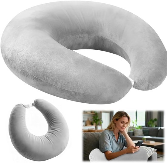 SnelShoppen - Ergonomisch Crealis Kussen, Ondersteunend Gaming Kussen, Lichtgewicht Armsteun, Hook Cushion, Grijs, Perfect voor Gaming en Lezen
