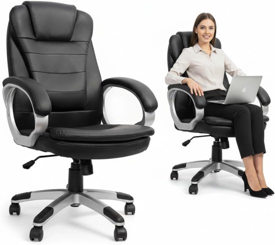 SnelShoppen - Ergonomische Gaming Chair, Zwart, Kantoorstoel, Racing Chair, Sportstoel, Draaiende Stoel, PC Stoel, Comfortabel voor Gaming en Werk