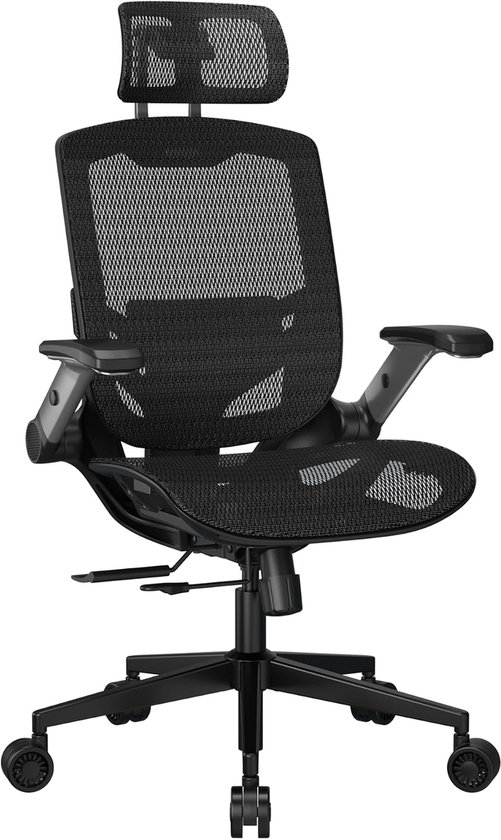 SnelShoppen - Ergonomische Gaming Stoel - Cougar Speeder One - Mesh Stof - 2D Vouwarmsteunen - Lendensteun - In hoogte verstelbaar - Zwart