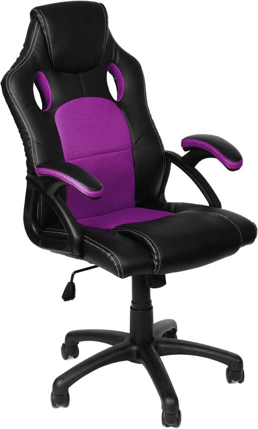 SnelShoppen - Ergonomische Gaming Stoel, Kantoorstoel met Armleuningen, Kunstleer, Verstelbaar, 9 Kleuren, Tot 150 kg, TÜV-gecertificeerd, Sportieve L