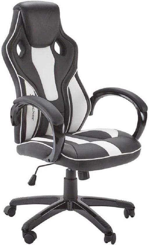 SnelShoppen - Ergonomische Gaming Stoel met Verstelbare Rugleuning, Natuurlijk Lendensteun, Zwart & Wit, Perfect voor eSports, Thuiswerken, Jongeren e