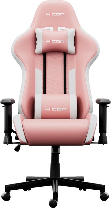 SnelShoppen - Ergonomische Gaming Stoel Mondo - Verstelbare Gaming Chair - Office Chair met Wielen - Racing Design - Wit/Roze - Comfortabel voor Thuis