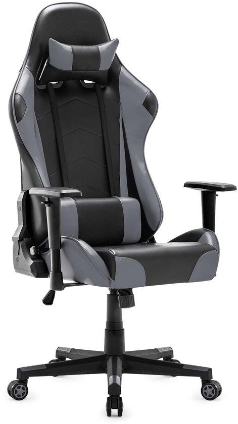 SnelShoppen - Ergonomische Gaming Stoel - Verstelbare Bureaustoel met Hoge Rugleuning en Armsteunen - Comfortabele PC Stoel voor Thuis en Kantoor - Gr