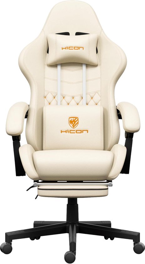 SnelShoppen - Ergonomische Gaming Stoel Vittoria - Verstelbare Kantoorstoel - Witte Racing Gaming Chair met Rugkussen en Massager - Ideaal voor Thuis