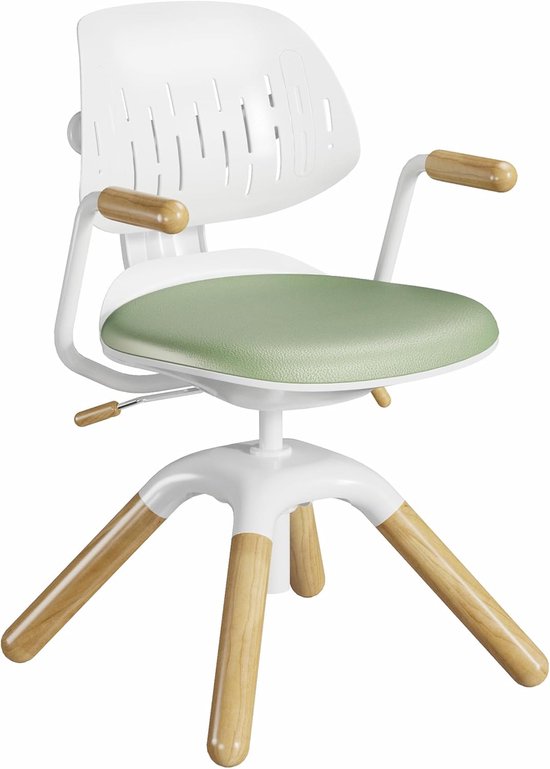 SnelShoppen - Ergonomische Kinderen DraStoel, Hoogte Verstelbaar, Kinderen en Tieners Stoel met Kantelbare Rugleuning en Zitting, 360° Draaibaar, Groe