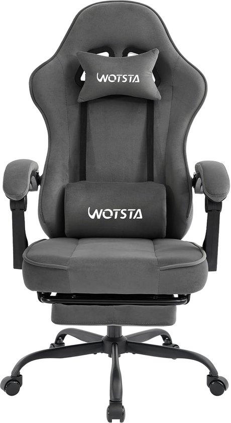 SnelShoppen - Ergonomische Massage Gaming Stoel met Voetsteun, Hoogwaardige Stof, Hoge Dichtheid Spons Kussen, Voor Volwassenen en Kinderen, Belastbaa