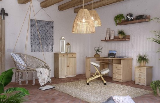 SnelShoppen - Ergonomische stoel, orthopedische kniestoel, computerstoel, kniekruk van stof in natuurlijke kleur voor thuis, kantoor of gaming
