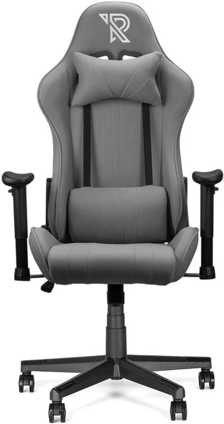 SnelShoppen - Felix Gaming Chair - Ergonomische 360° Kantoorstoel met Verstelbare Armleuningen en Rugleuning - Ademend Grijs Stof - Verwijderbare Kuss
