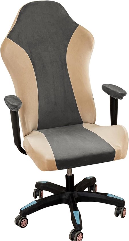 SnelShoppen - Fleece Gaming Stoelcover Grijs Hoge Rekbaarheid Hoge Rug Kantoorstoel Covers Meubilair Bescherming Antislip