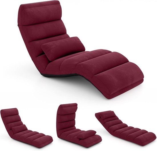 SnelShoppen - FOLDABLE Floor Chair met Verstelbare Rugleuning, Comfortabele Lounger voor Gaming, Lezen en Slapen, Rood, Multifunctioneel & Ruimtebespa